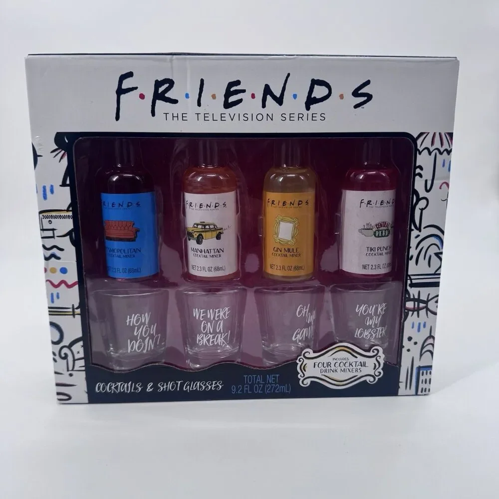 Friends The Television Series 4 Cocktail Mixers And Shot Glasses Fast Shipping